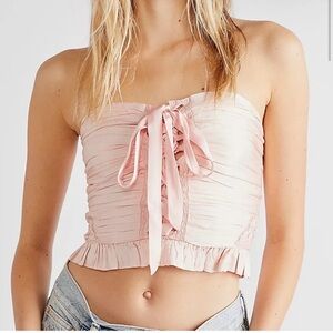 NWOT Free People Aurelia Silky Corset Top in Ballet Slipper (L)